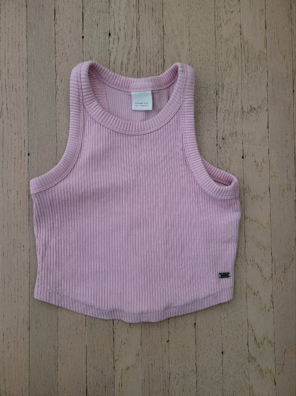 Zara Girl's Ribbed Sleeveless Tank Top in Dusty Pink